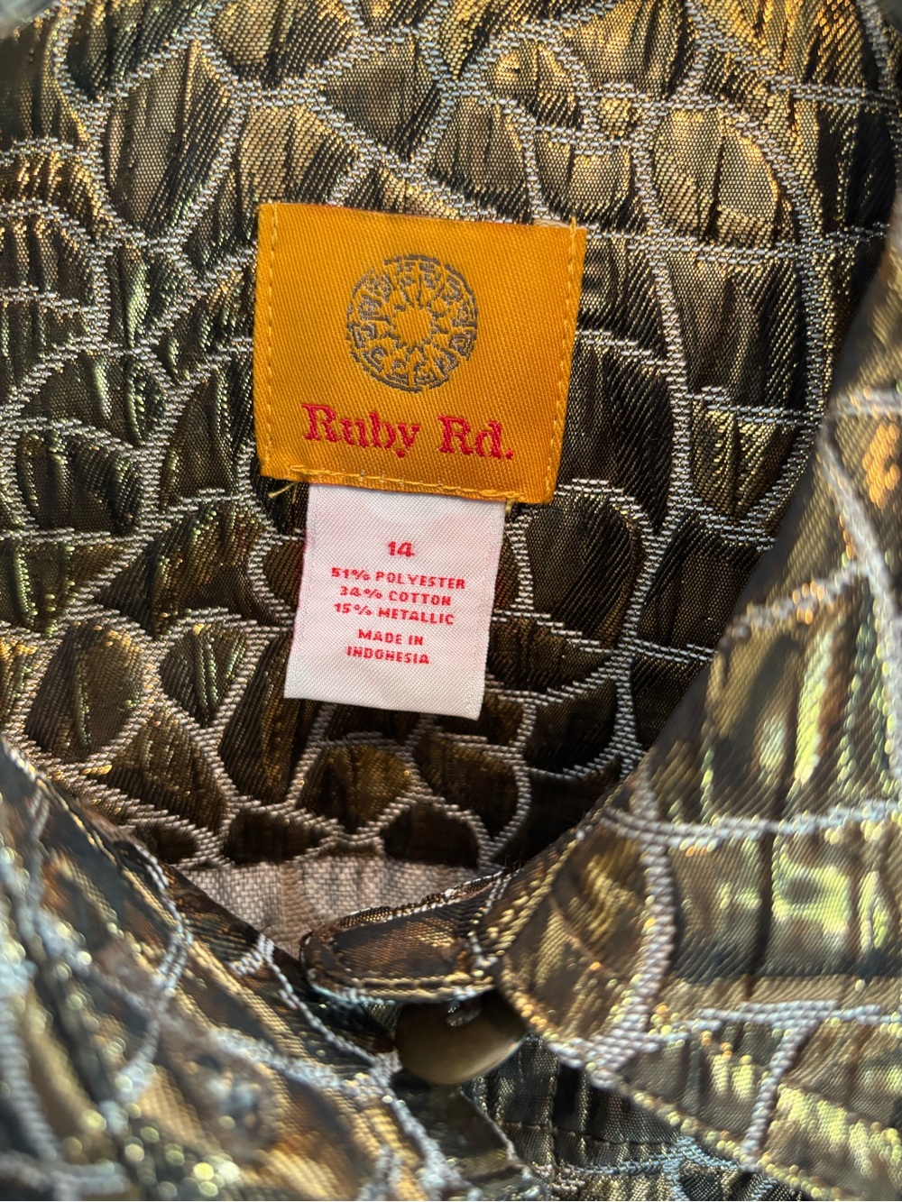 Ruby Rd. Brown Croc-Print Metallic Jacket - Picture 3 of 6